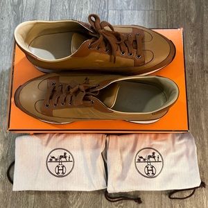 HERMES Men’s Goal Veau Sport Homme Caramel Sneaker size 42 EU Great Condition!!!
